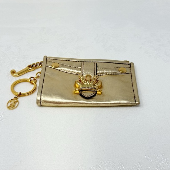 Juicy Couture Gold Metallic Crown Keychain Wallet Card Holder - Picture 6 of 16